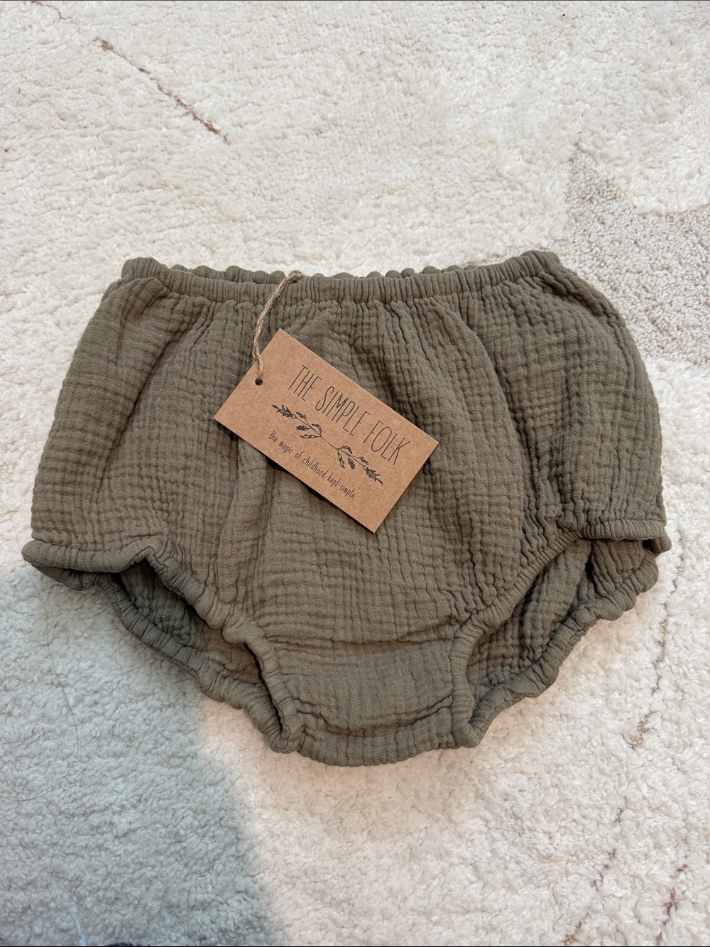 Soft Cotton Baby Bloomers in Olive
